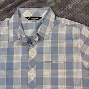 Travis Mathew Mens Short Sleeve Plaid Button Down Shirt Size Medium